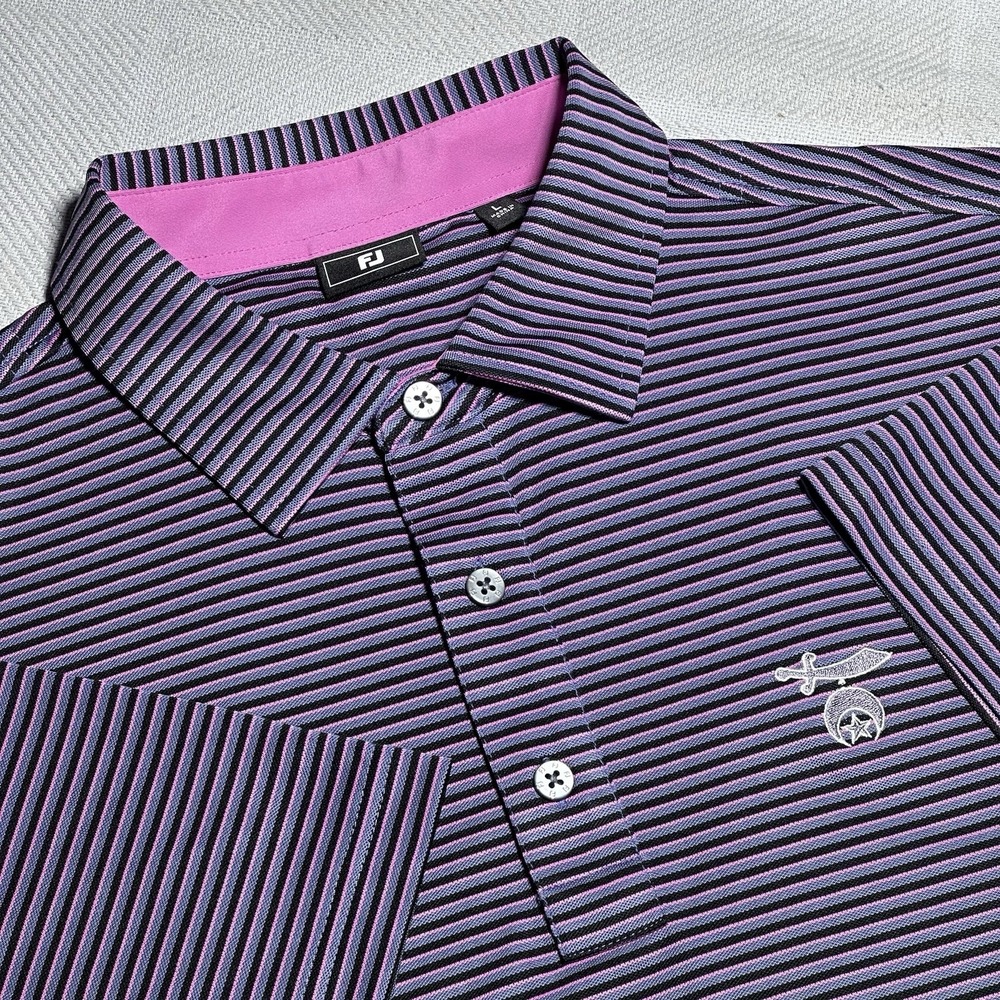 FootJoy FJ Golf Polo Shirt Mens Size Large Stripe Performance Logan‎ Shrine Club